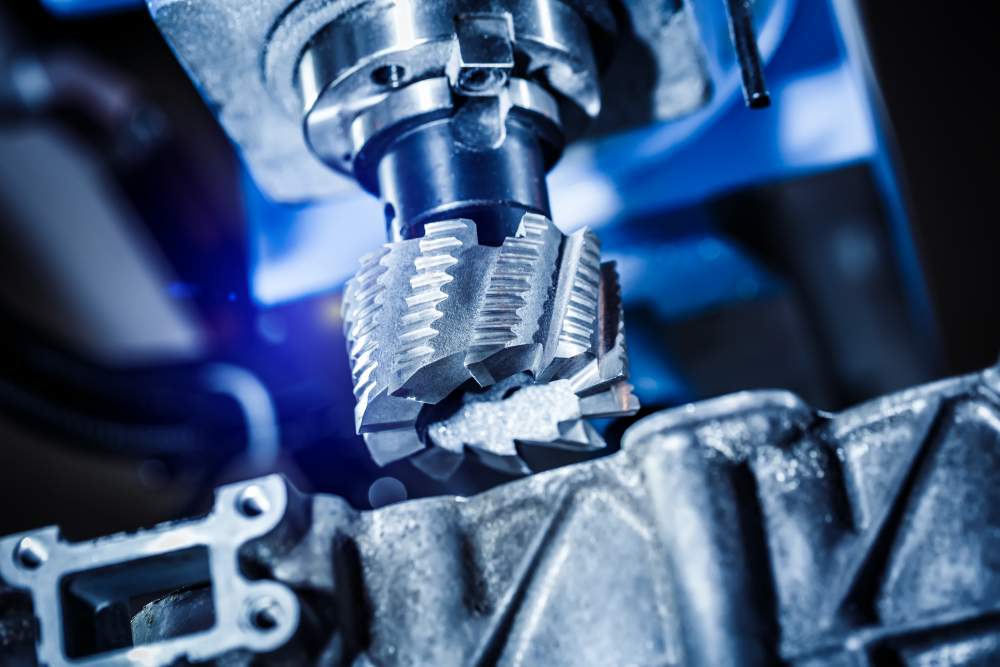 CNC-fräs i arbete under legotillverkning av avancerade metallkomponenter.